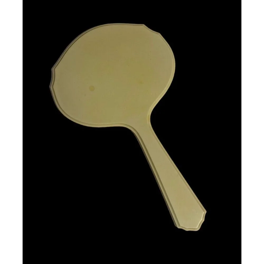 Vintage Pyralin Celluloid Hand Held Mirror Oval Vanity Mirror with Beveled Glass - Picture 4 of 6